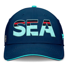 NHL Seattle Kraken Fanatics Authentic Pro Rink Team Code Flex Hat - Deep Sea Blue/Light Blue