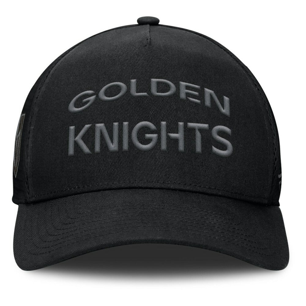 NHL Vegas Golden Knights Fanatics Authentic Pro Road Stack Text A-Frame Adjustable Hat - Black