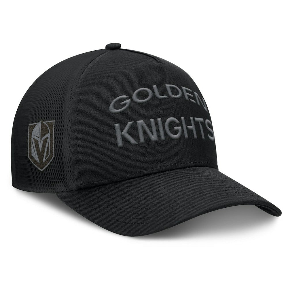 NHL Vegas Golden Knights Fanatics Authentic Pro Road Stack Text A-Frame Adjustable Hat - Black