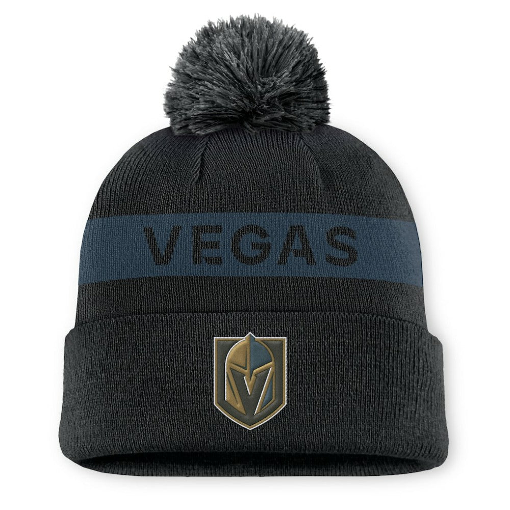 NHL Vegas Golden Knights Fanatics Women's Authentic Pro Rink Cuffed Knit Hat with Pom - Black/