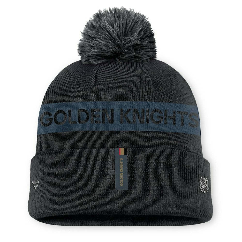 NHL Vegas Golden Knights Fanatics Women's Authentic Pro Rink Cuffed Knit Hat with Pom - Black/