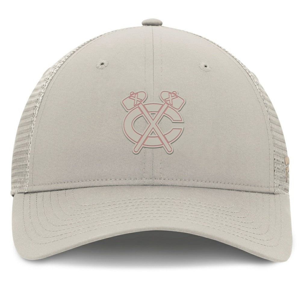 NHL Chicago Blackhawks Fanatics Women's Authentic Pro Road Trucker Adjustable Hat - Tan