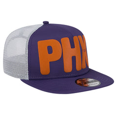 Phoenix Suns Puff Print Team Code A-Frame 9FIFTY Trucker Snapback Hat Purple