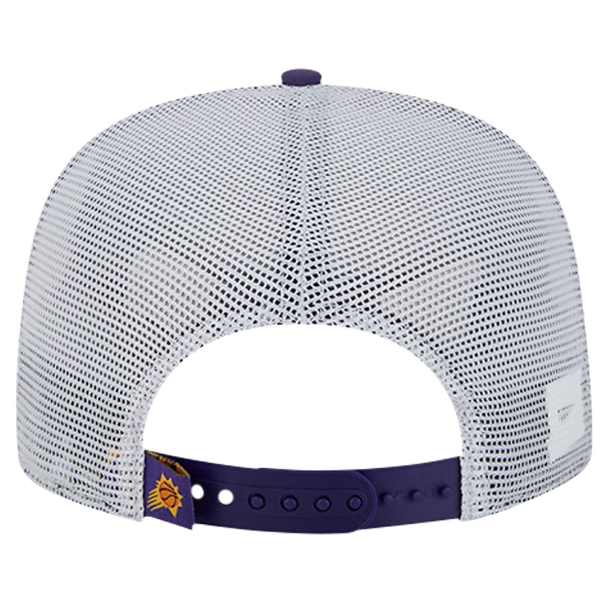 Phoenix Suns Puff Print Team Code A-Frame 9FIFTY Trucker Snapback Hat Purple