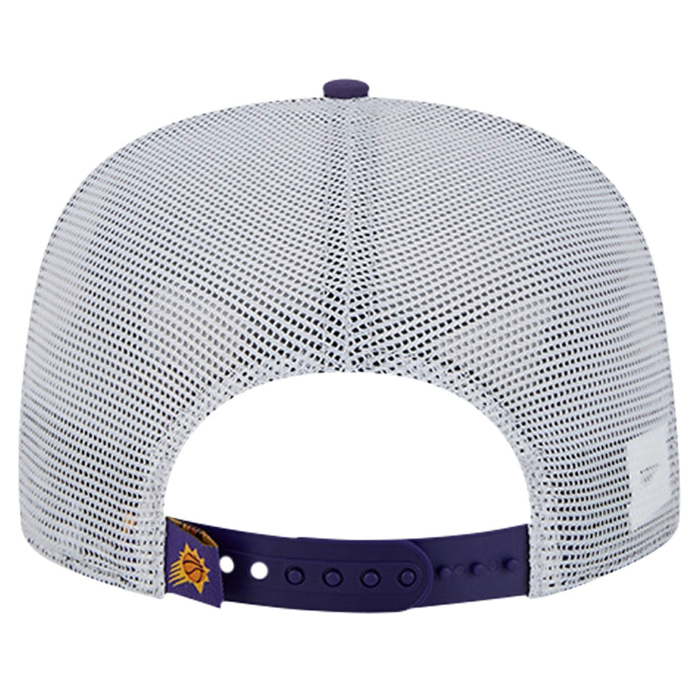 Phoenix Suns Puff Print Team Code A-Frame 9FIFTY Trucker Snapback Hat Purple