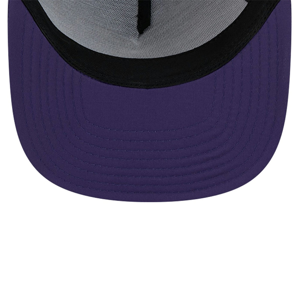 Phoenix Suns Puff Print Team Code A-Frame 9FIFTY Trucker Snapback Hat Purple