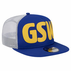 Golden State Warriors Puff Print Team Code A-Frame 9FIFTY Trucker Snapback Hat Royal