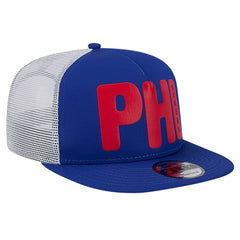Philadelphia 76ers Puff Print Team Code A-Frame 9FIFTY Trucker Snapback Hat Royal