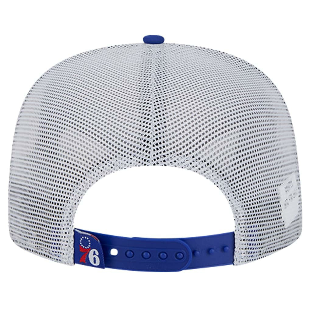 Philadelphia 76ers Puff Print Team Code A-Frame 9FIFTY Trucker Snapback Hat Royal