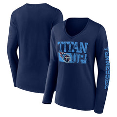 Tennessee Titans Hometown Sweep Long Sleeve V-Neck T-Shirt Navy