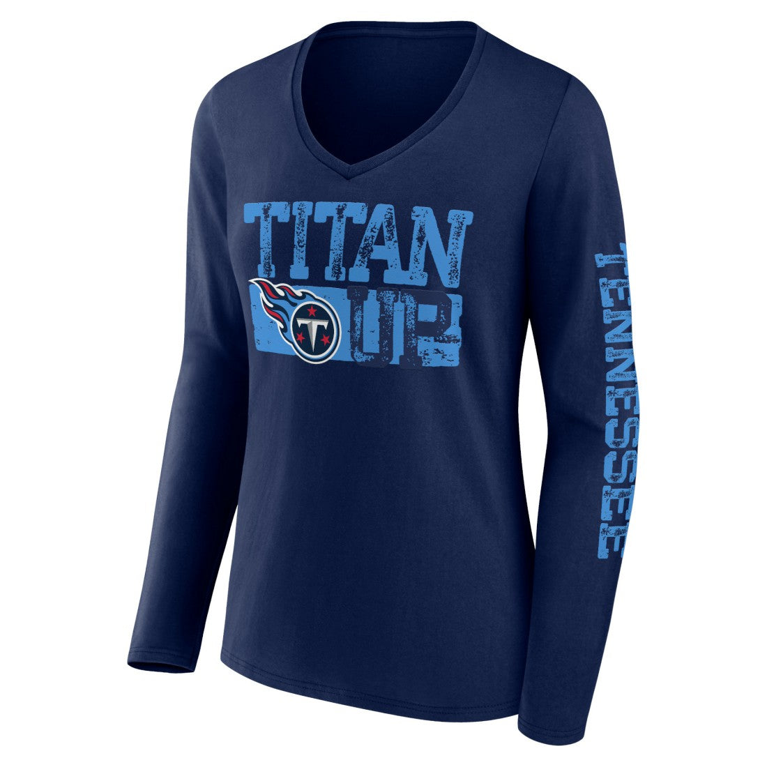 Tennessee Titans Hometown Sweep Long Sleeve V-Neck T-Shirt Navy