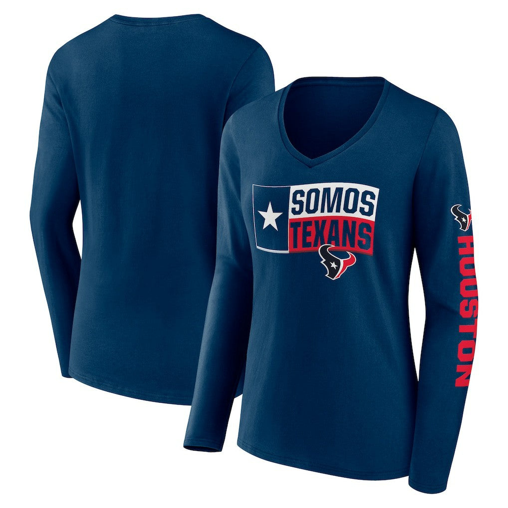 Houston Texans Hometown Sweep Long Sleeve V-Neck T-Shirt Navy