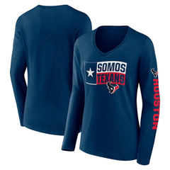 Houston Texans Hometown Sweep Long Sleeve V-Neck T-Shirt Navy