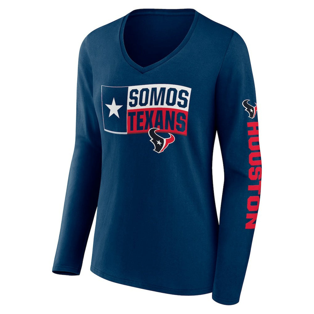 Houston Texans Hometown Sweep Long Sleeve V-Neck T-Shirt Navy