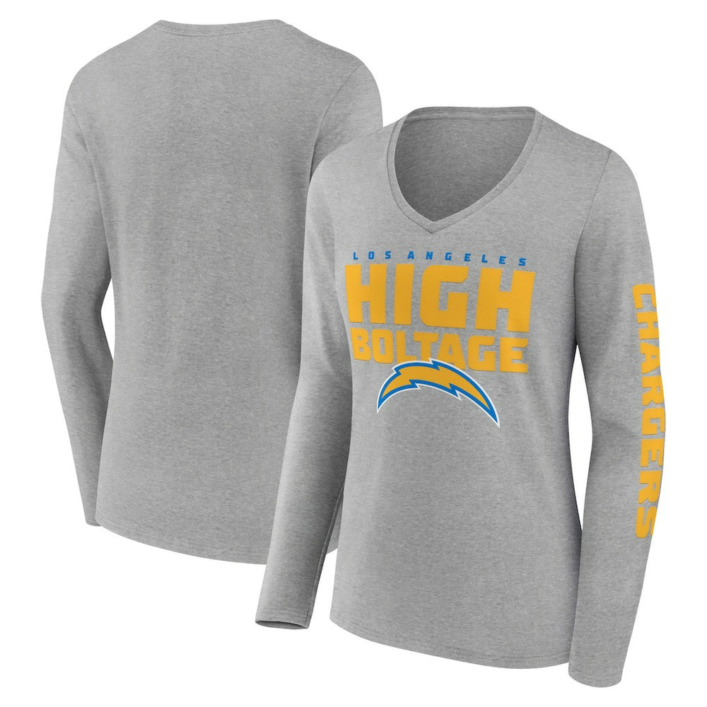 Los Angeles Chargers Hometown Sweep Long Sleeve V-Neck T-Shirt Heather Gray