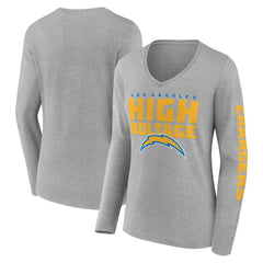 Los Angeles Chargers Hometown Sweep Long Sleeve V-Neck T-Shirt Heather Gray