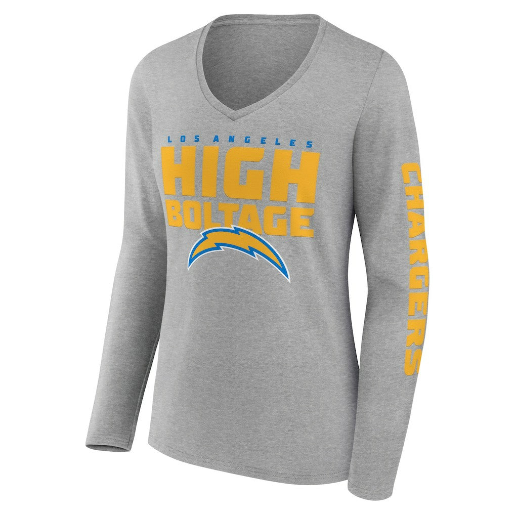 Los Angeles Chargers Hometown Sweep Long Sleeve V-Neck T-Shirt Heather Gray