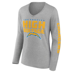 Los Angeles Chargers Hometown Sweep Long Sleeve V-Neck T-Shirt Heather Gray