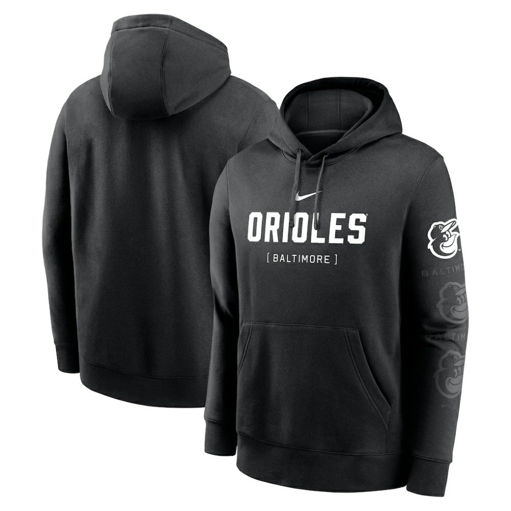 Baltimore Orioles Nike Fashion Club Pullover Hoodie - Black Hoodies