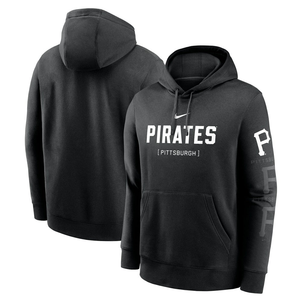 Pittsburgh Pirates Nike Fashion Club Pullover Hoodie - Black Hoodies