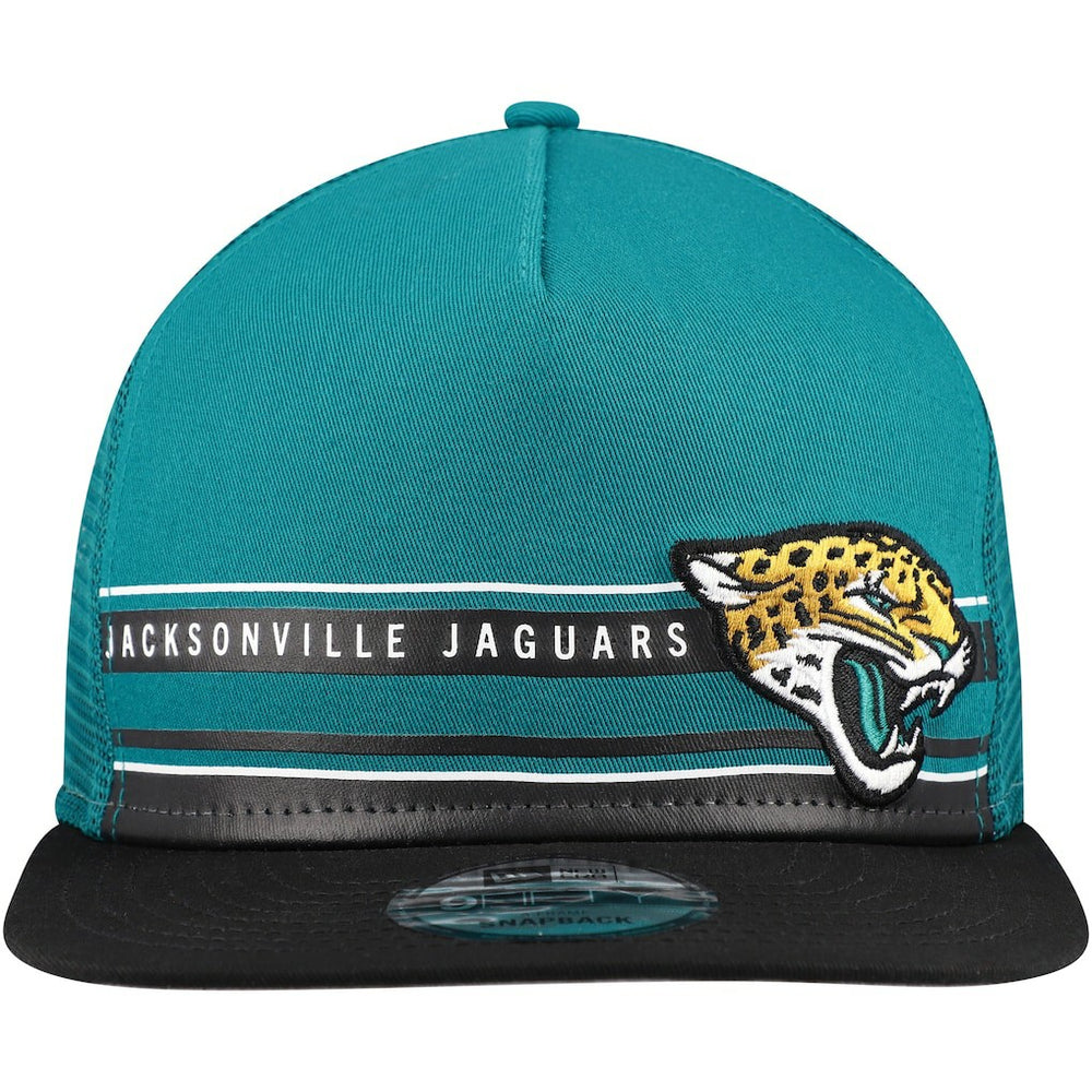 Jacksonville Jaguars New Era Half Stripe Trucker A-Frame 9FIFTY Snapback Hat Teal/Black