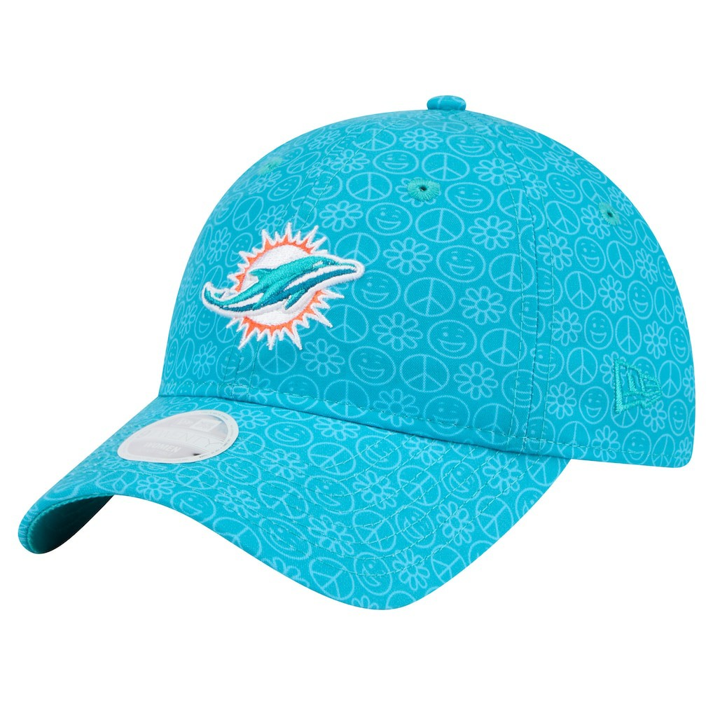 Miami Dolphins New Era Women's Smiley 9TWENTY Adjustable Hat Aqua