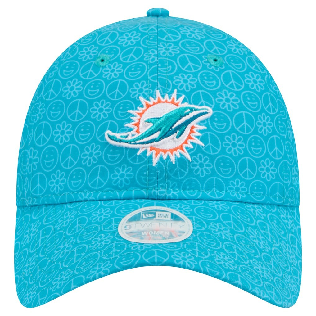 Miami Dolphins New Era Women's Smiley 9TWENTY Adjustable Hat Aqua