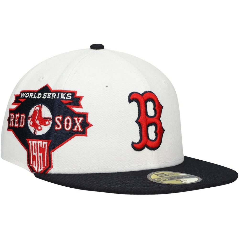 Boston Red Sox New Era Major Sidepatch 59FIFTY Fitted Hat - White/Navy Hats