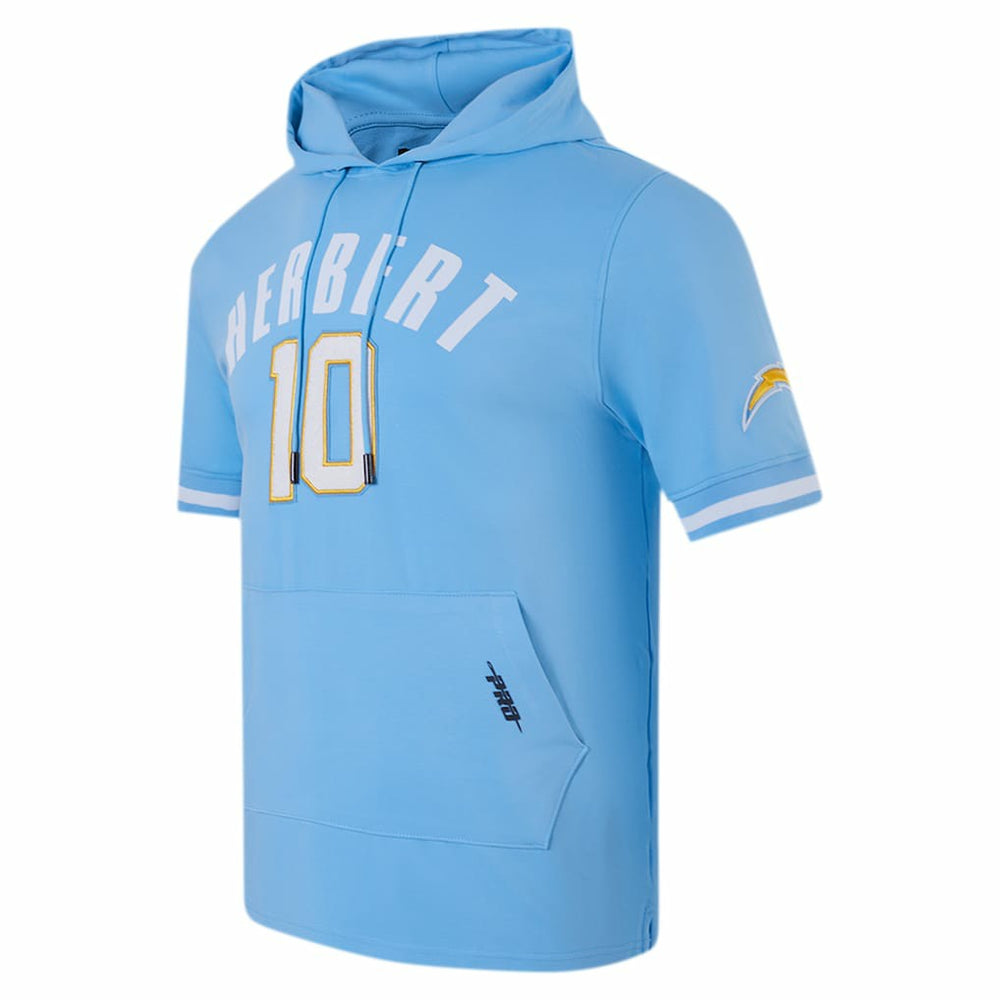 Justin Herbert Los Angeles Chargers Pro Standard Player Name & Number Hoodie T-Shirt Powder Blue