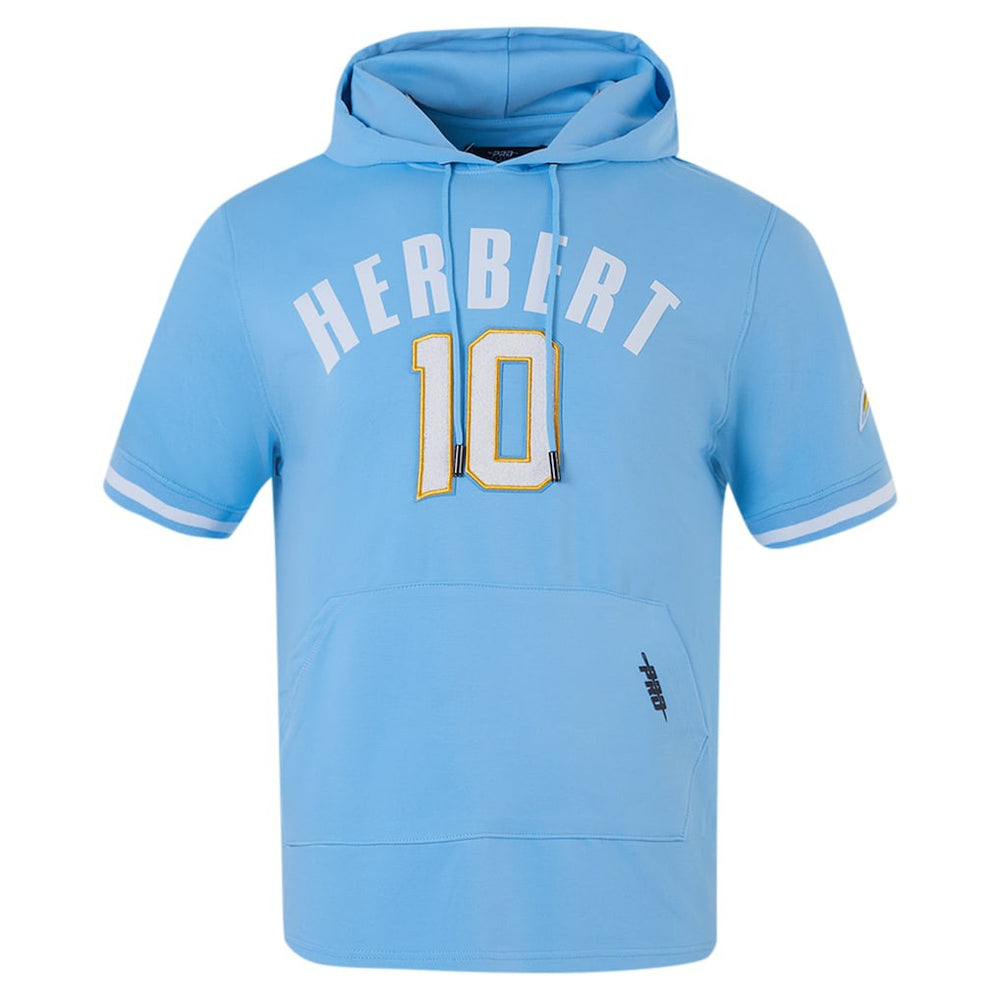 Justin Herbert Los Angeles Chargers Pro Standard Player Name & Number Hoodie T-Shirt Powder Blue