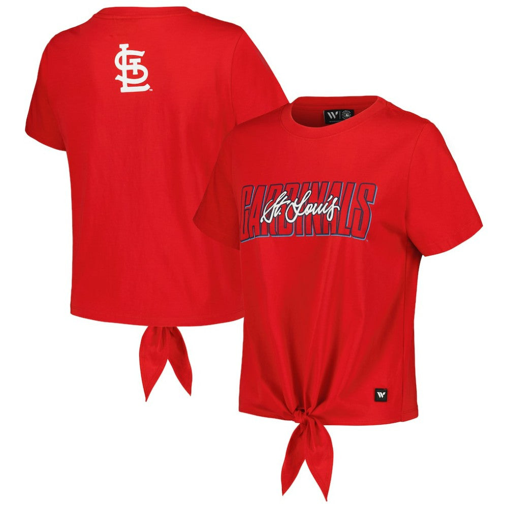 St. Louis Cardinals The Wild Collective Women's Twist Front T-Shirt - Red T-shirts