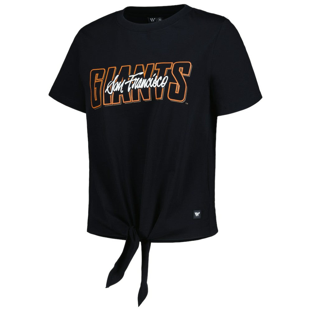 San Francisco Giants The Wild Collective Women's Twist Front T-Shirt - Black T-shirts