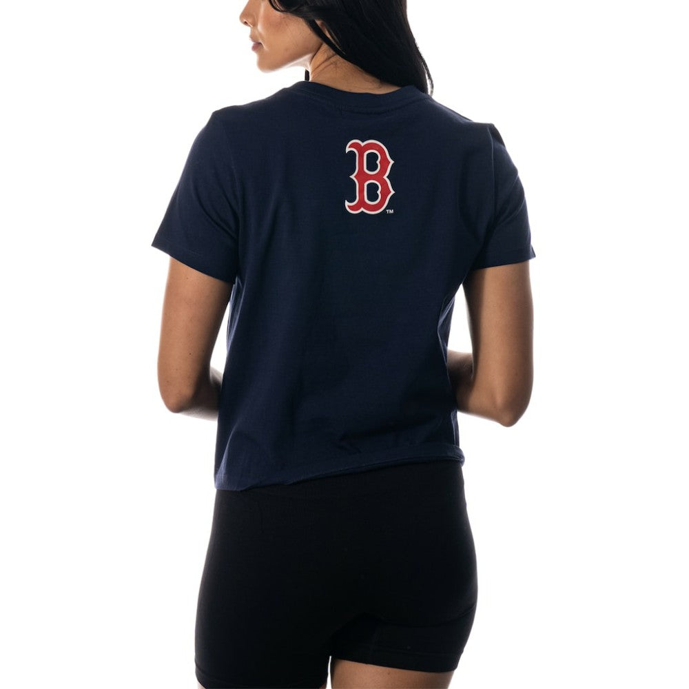 Boston Red Sox The Wild Collective Women's Twist Front T-Shirt - Navy T-shirts