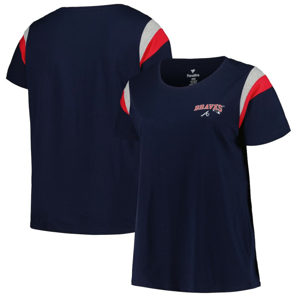 Atlanta Braves Profile Women's Plus Size Scoop Neck T-Shirt - Navy T-shirts