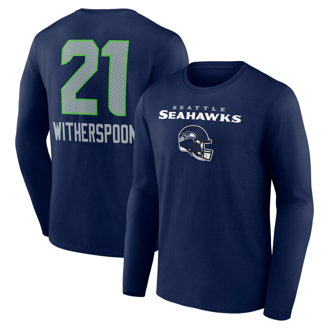 Devon Witherspoon Seattle Seahawks Team Wordmark Player Name & Number Long Sleeve T-Shirt College Navy
