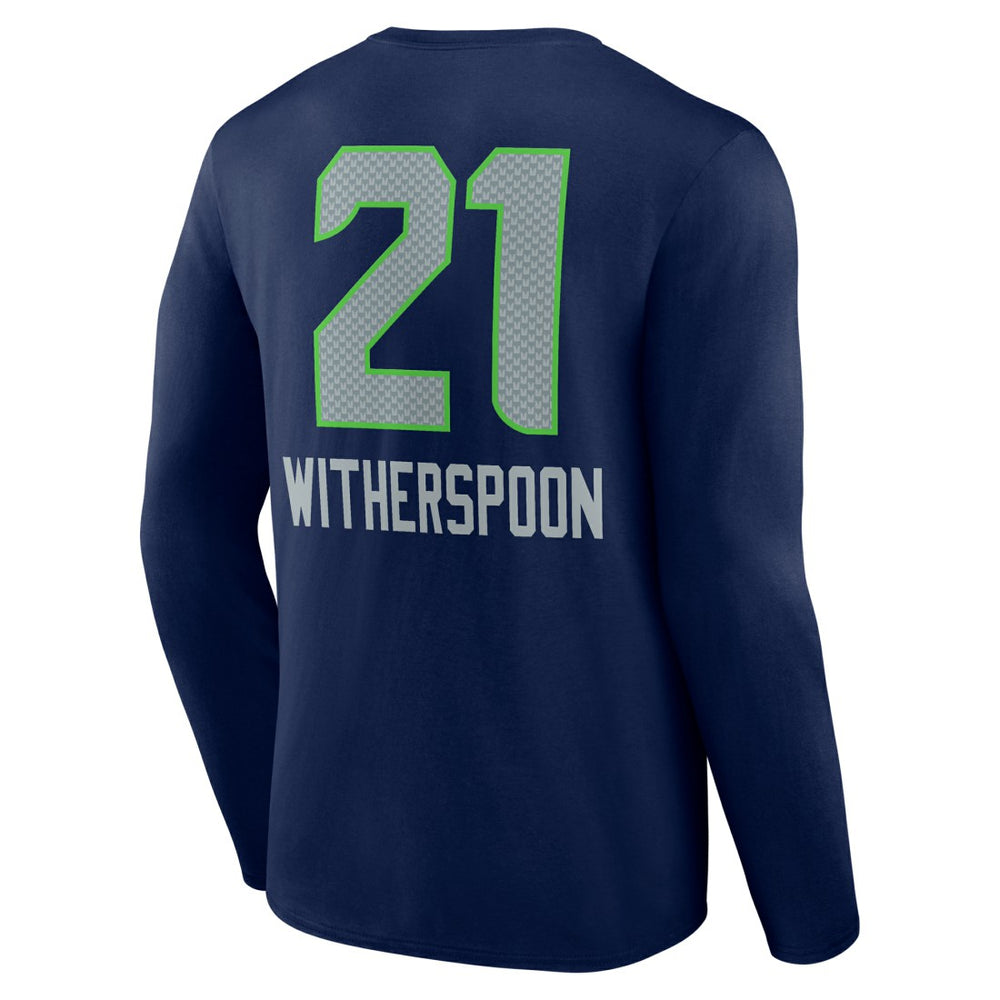 Devon Witherspoon Seattle Seahawks Team Wordmark Player Name & Number Long Sleeve T-Shirt College Navy