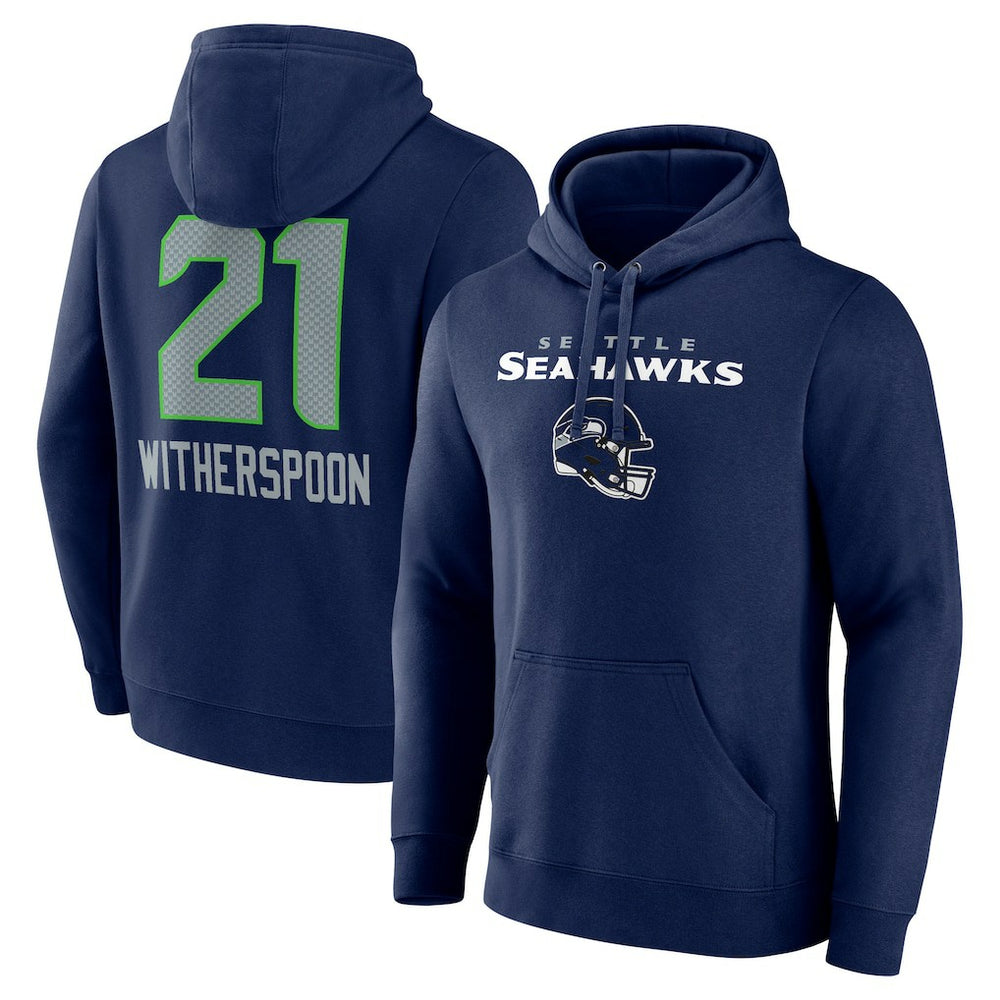 Devon Witherspoon Seattle Seahawks Team Wordmark Player Name & Number Pullover Hoodie College Navy