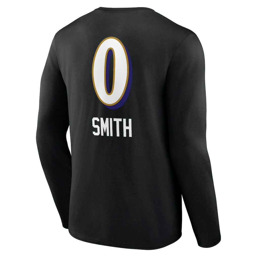 Roquan Smith Baltimore Ravens Team Wordmark Player Name & Number Long Sleeve T-Shirt Black