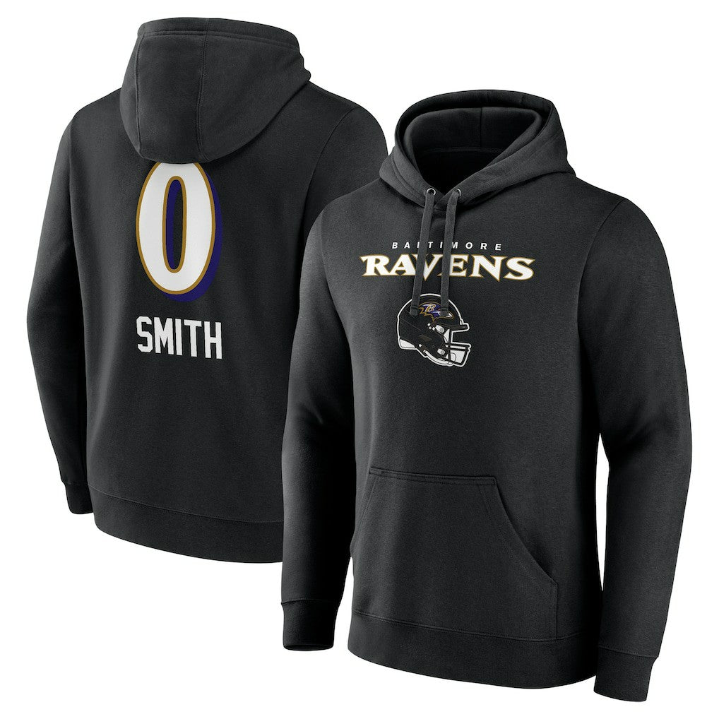 Roquan Smith Baltimore Ravens Team Wordmark Player Name & Number Pullover Hoodie Black