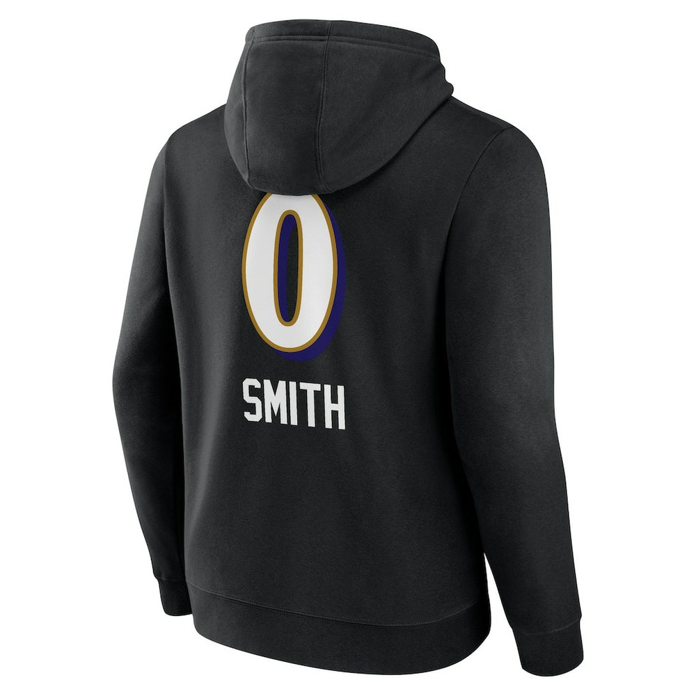 Roquan Smith Baltimore Ravens Team Wordmark Player Name & Number Pullover Hoodie Black