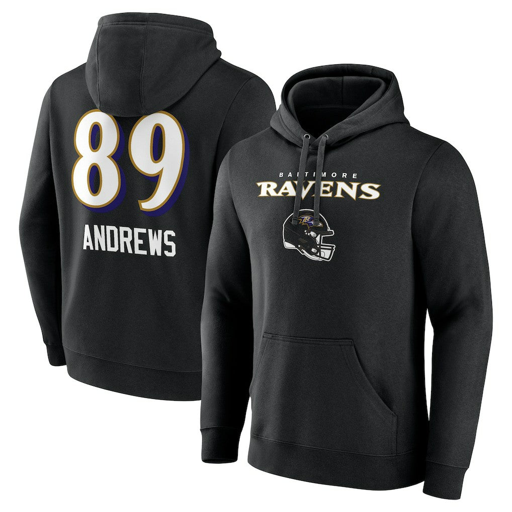 Mark Andrews Baltimore Ravens Team Wordmark Player Name & Number Pullover Hoodie Black