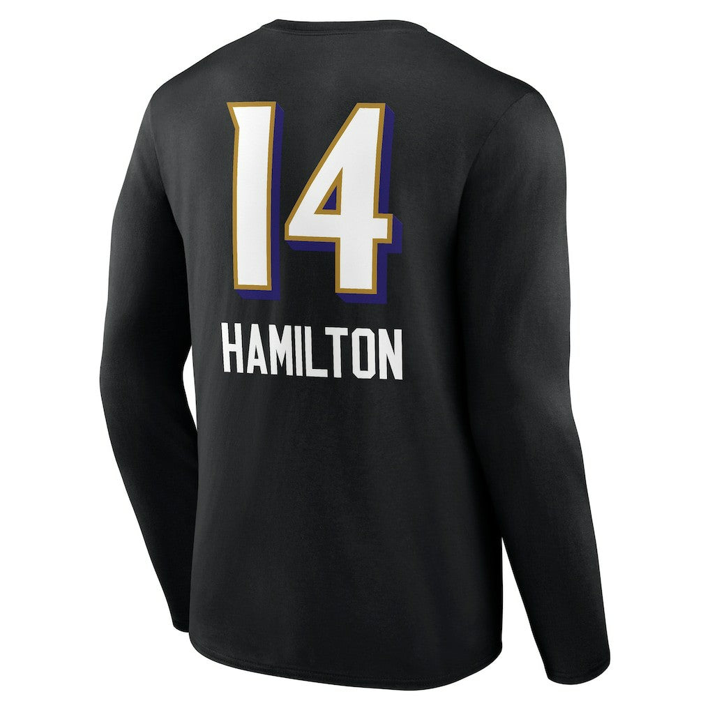 Kyle Hamilton Baltimore Ravens Team Wordmark Player Name & Number Long Sleeve T-Shirt Black