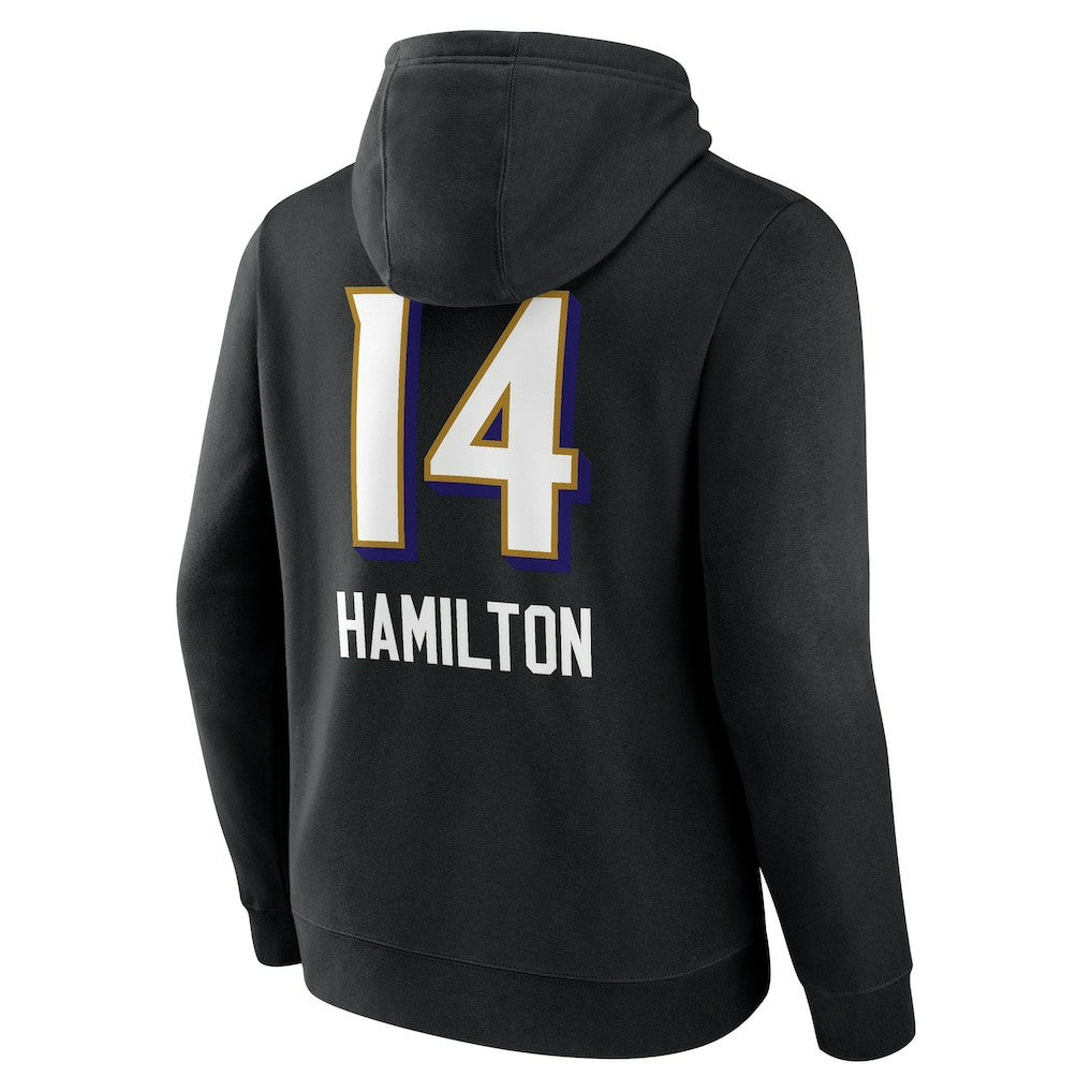 Kyle Hamilton Baltimore Ravens Team Wordmark Player Name & Number Pullover Hoodie Black
