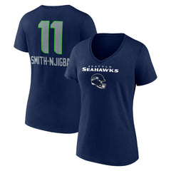 Jaxon Smith-Njigba Seattle Seahawks Women's Team Wordmark Player Name & Number V-Neck T-Shirt College Navy