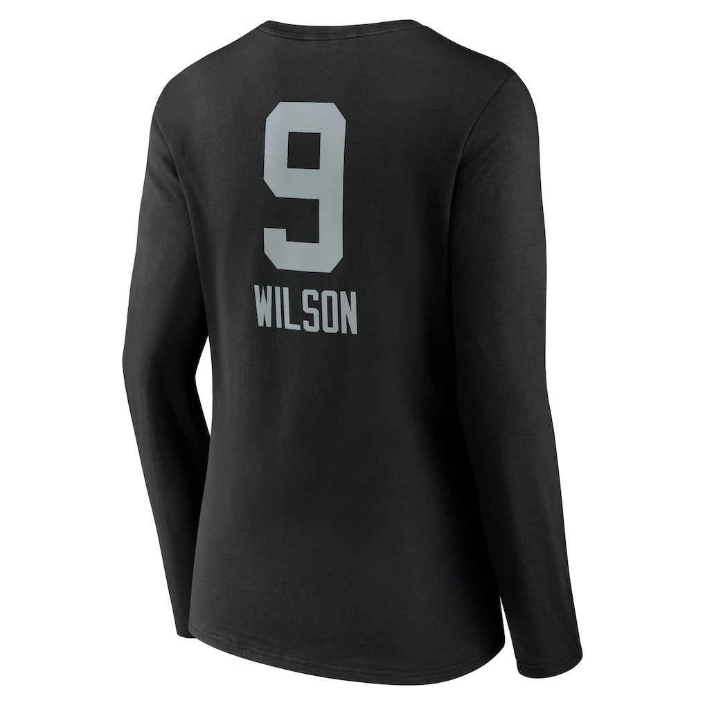 Tyree Wilson Las Vegas Raiders Women's Team Wordmark Player Name & Number Long Sleeve V-Neck T-Shirt Black