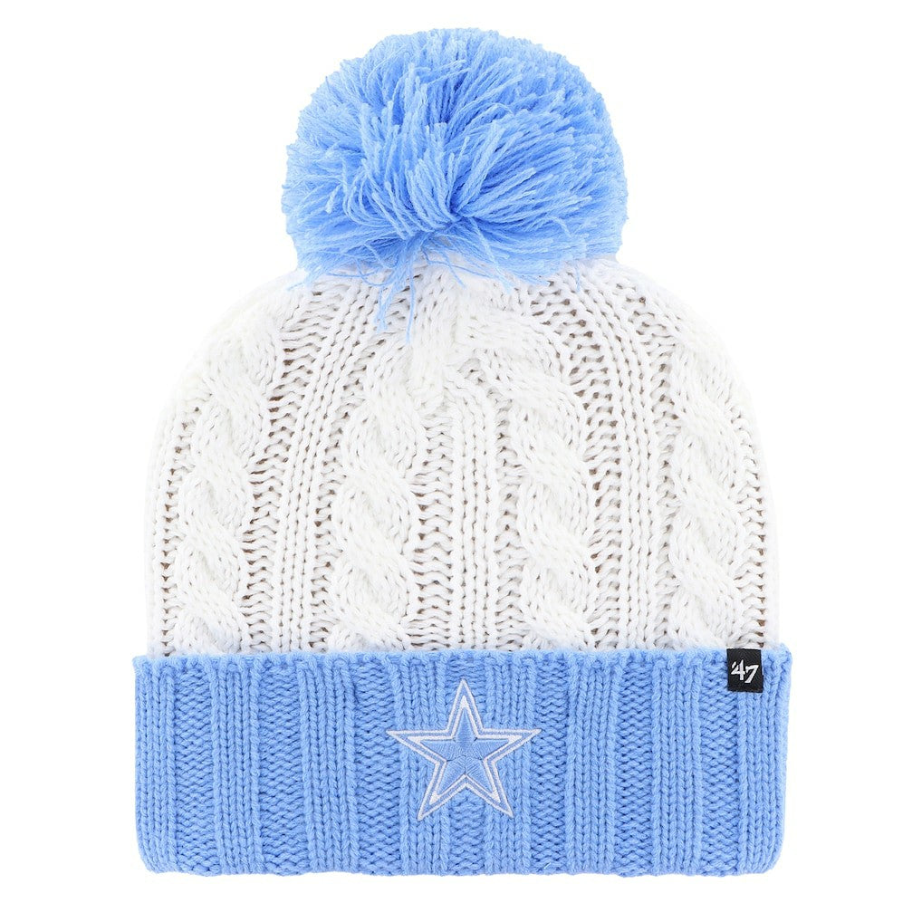 Dallas Cowboys '47 Women's Luminance Cuffed Knit Hat with Pom White/Light Blue