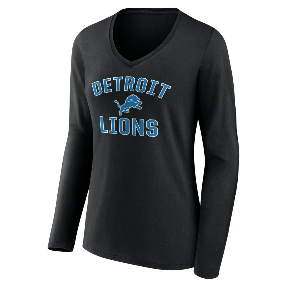Detroit Lions Women's Victory Arch V-Neck Long Sleeve T-Shirt Black