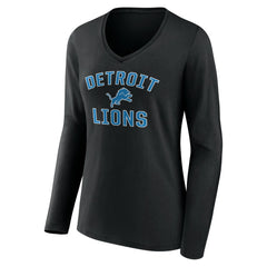 Detroit Lions Women's Victory Arch V-Neck Long Sleeve T-Shirt Black