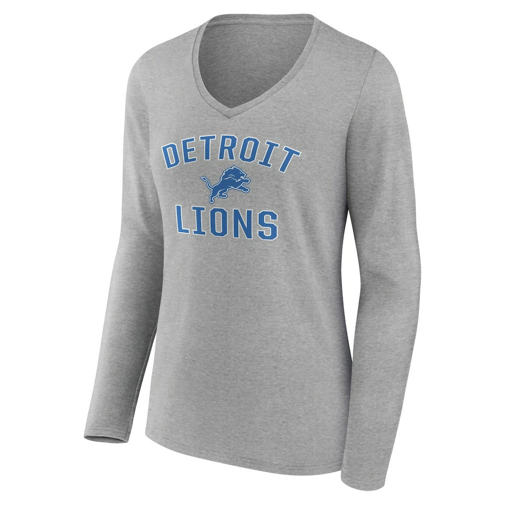 Detroit Lions Women's Victory Arch V-Neck Long Sleeve T-Shirt Gray