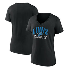 Detroit Lions Women's Victory Script V-Neck T-Shirt Black